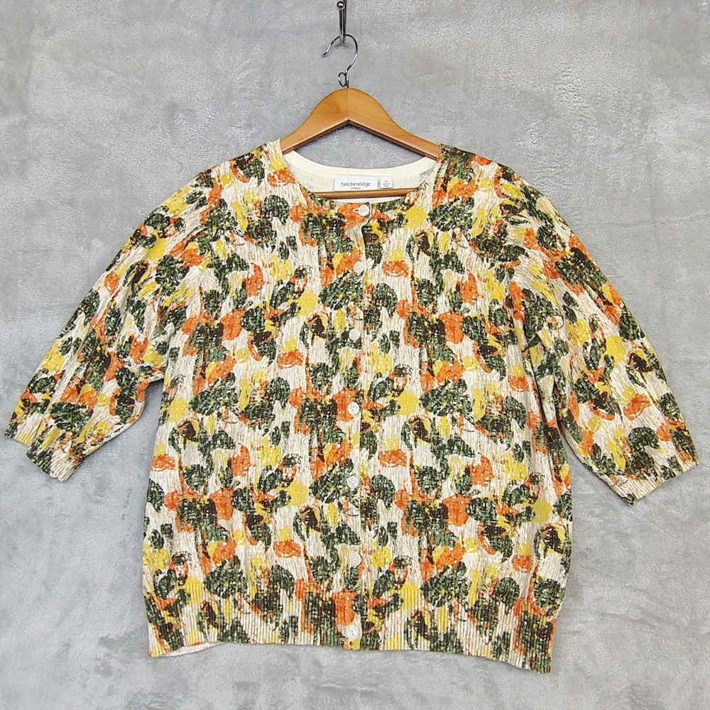 Breckenridge 2X Floral Summer Cardigan Sweater Cottagecore Artsy Grannycore